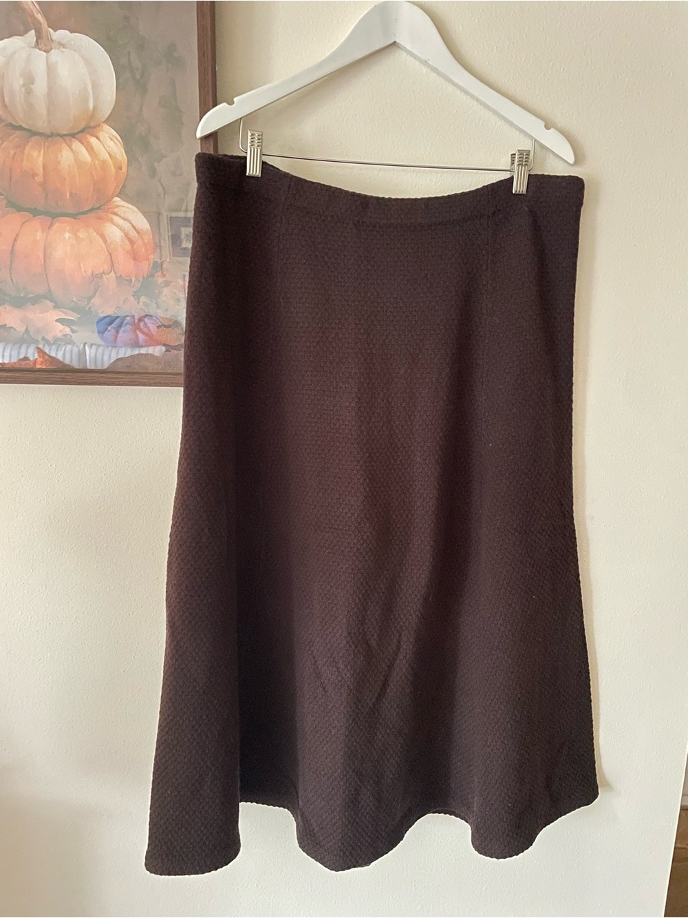 Lauren Ralph Lauren 90s Brown 100% Lambswool Knit Midi Skirt Plus Size 2X